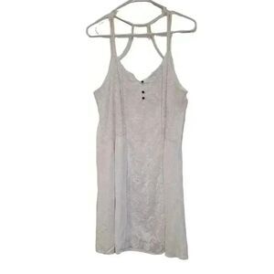 Maurices Women’s White Rayon Lined 3 Button Down Spaghetti Strap Mini Sundress